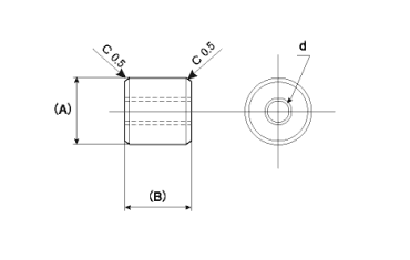鉄 溶接用丸ボス (丸ナット)(SS400相当品)の寸法図