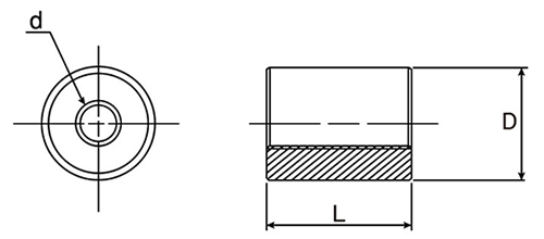 鉄 溶接用丸ボス (丸ナット)(インチ・ウイット)(SS400相当品)の寸法図