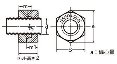 鉄 ハードロックナット (標準型)(H-1)の寸法図
