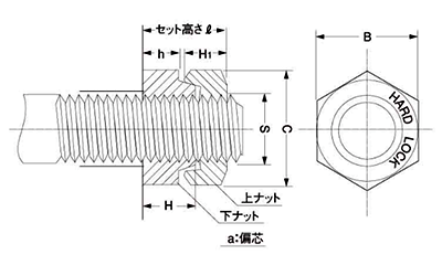 鉄 ハードロックナット (薄型)(H-3)(細目)の寸法図