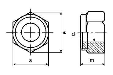 ステンレス ナイロンナット(2種)(低型)(輸入品)の寸法図