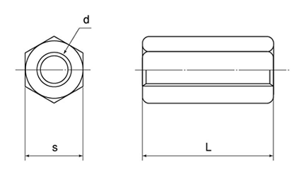 ステンレス 高ナット(インチ・ウイット)(平径大型)の寸法図