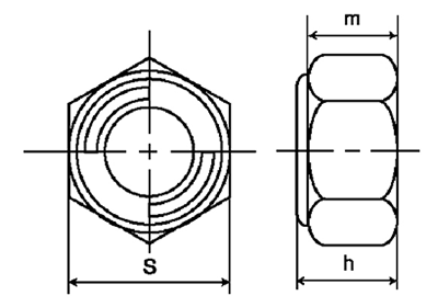 鋼 S45C(H)(焼入れ) Uナット (その他細目)の寸法図