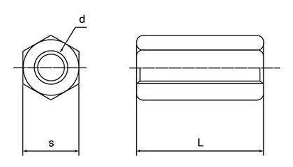 鋼 S45C (焼入れ無) 高ナット (ミリネジ)の寸法図