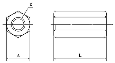 鋼 S45C-(H)(焼入れ) 高ナット (ミリネジ)の寸法図