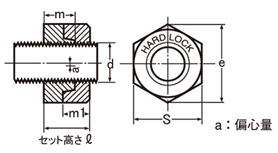 鋼 S45C(H)ハードロックナット (H-1)の寸法図