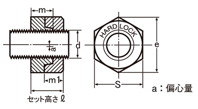 鋼 SCM435(クロモリ) ハードロックナット (H-1)の寸法図