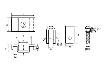 水本機械 ステンレス グレーチングクリップ GCG型の寸法図