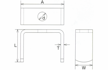 水本機械 ステンレス コの字プレートの寸法図
