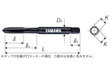 YAMAWA 汎用 ハンドタップ (上仕上げ)(IHT)パック品の寸法図