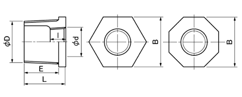 帝国金属 鋼管 (黒/白) ブッシング (BU)の寸法図