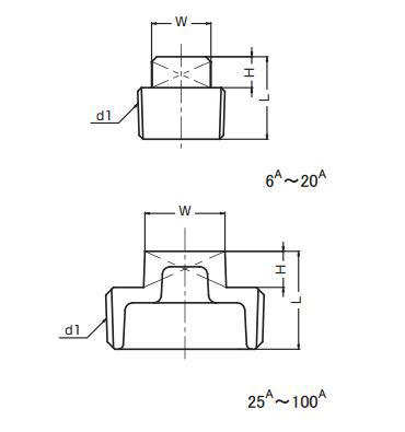 イノック ステンレス316 ねじ込み四角プラグ (P)の寸法図