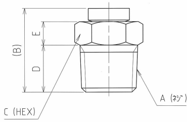 ステンレス SUS303 グリスニップル リリーフタイプの寸法図