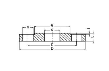 イノック ステンレス 面座付さし込み溶接フランジ (RF)の寸法図