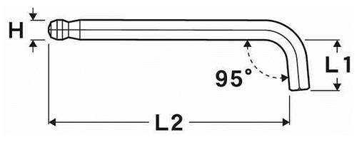 エイト テーパーヘッド六角棒スパナ セット(特短) (ミリ/インチ) TTR-の寸法図