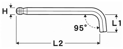エイト テーパーヘッド六角棒スパナ(特短)(インチ) TTR-の寸法図