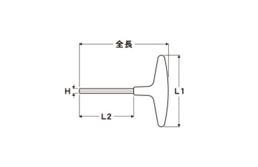 エイト T型六角棒スパナ(プラスチックハンドル・ショートタイプ) EXH-の寸法図