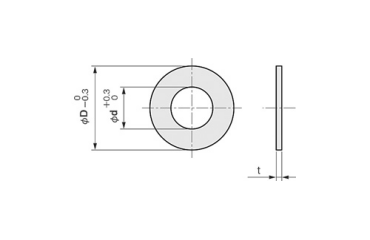 真鍮 シムリング 板厚0.05t (10枚入)(内径x外径)の寸法図
