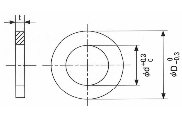 ステンレス シムワッシャ 板厚0.02t (内径x外径)の寸法図
