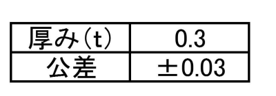 ステンレス シムワッシャ 板厚0.3t (内径x外径)の寸法表
