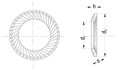 シュノールワッシャ VSタイプ (振動用・強力型)の寸法図
