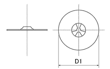 鉄 三ツ爪スピードワッシャー (軸用)の寸法図